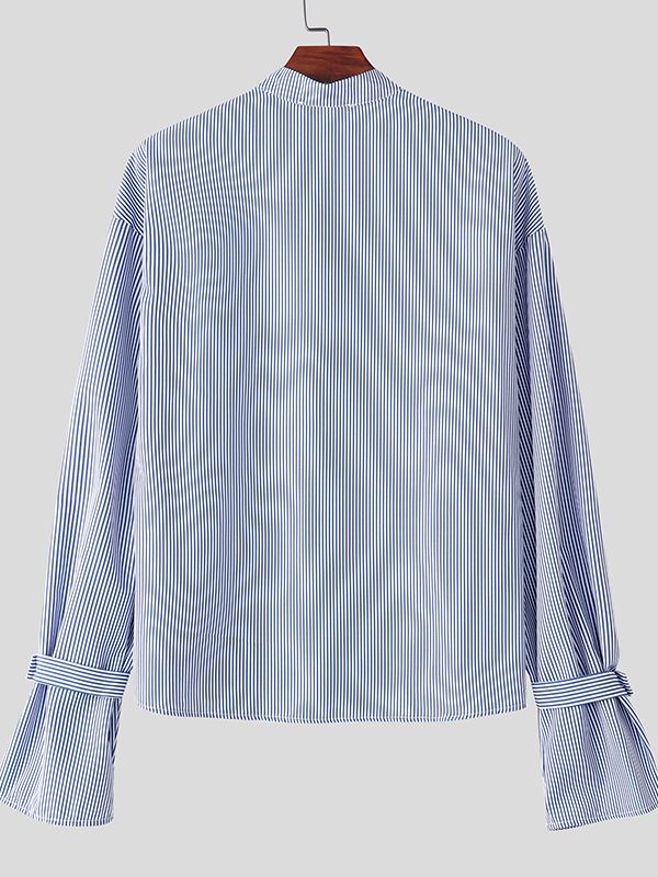 Men's Deconstructed Striped Long Sleeve Shirt SKUL35267