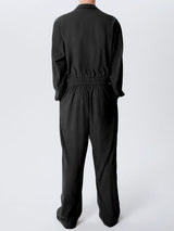 Mens Textured Striped Long Sleeve Jumpsuit SKUK74991