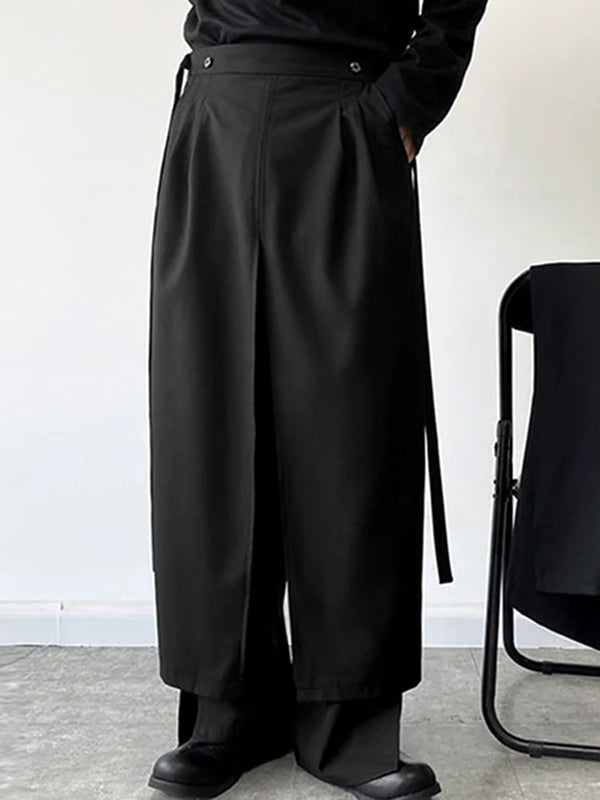 Mens Faux Two-Piece Design Loose-Fit Pant SKUK98824