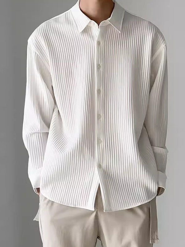 Mens Striped Solid Color Long Sleeve Shirt SKUK70553