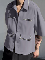 Men's Double Pocket Casual Short Sleeve Shirt SKUL22819