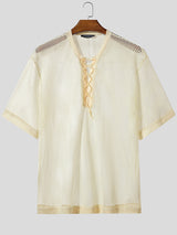 Mens Hollow Mesh Short Sleeve T-Shirt SKUL11772