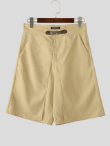 Mens Solid Color Layered Casual Short SKUL08487