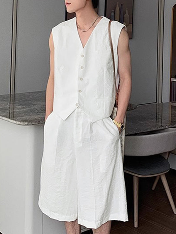 Mens Solid Color Casual Two Pieces Outfit SKUL09416