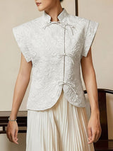 Men's New Chinese Style Floral Jacquard Mandarin Collar Shirt SKUL59790