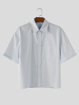 Men's Solid Color Textured Short Sleeve Shirt SKUL20269