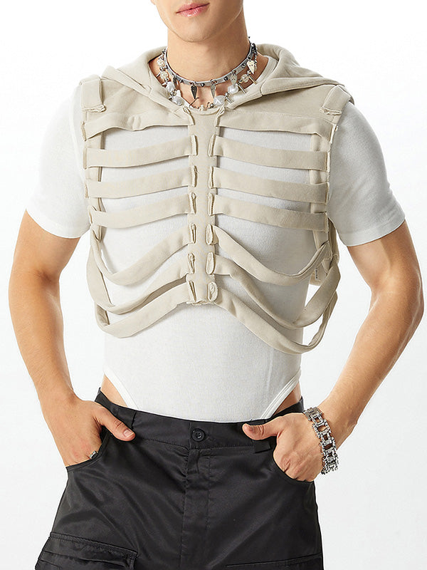 Mens Deconstruction Design Sleeveless Hooded Waistcoat SKUK45514