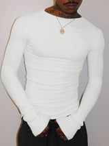 Men's Solid Color Knit Long Sleeve T-shirt SKUL42797