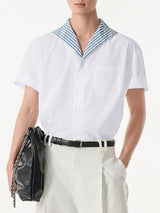 Men's Striped Contrast Collar Short Sleeve Shirt SKUL47936