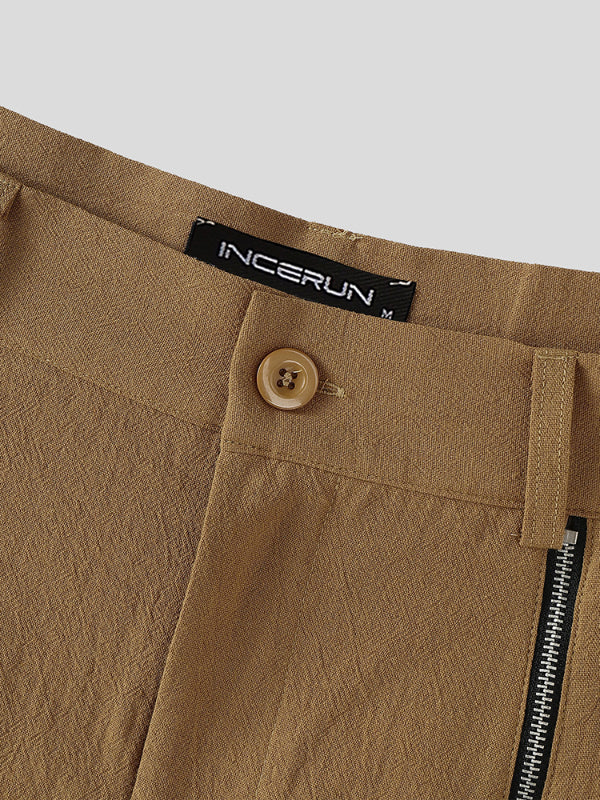 Mens Solid Color Double Zipper Casual Skirt SKUL25726