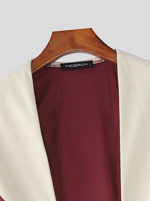 Men's Contrast Color Textured Long Sleeve Cardigan SKUL40309