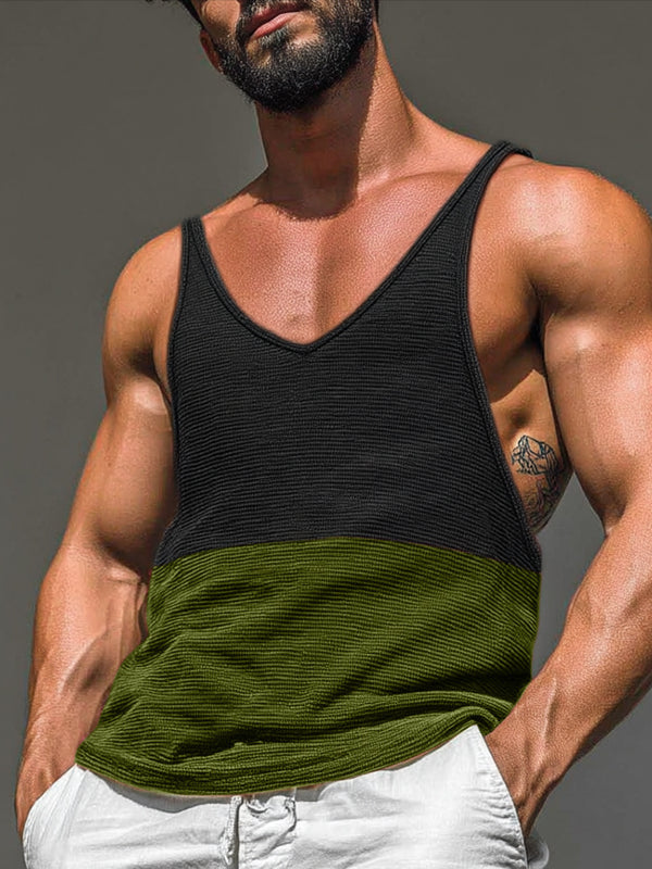 Mens Contrast Color Knit Casual Tank SKUL20213