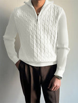 Men's Texture Half Placket Zip Long Sleeve Sweater SKUL34483