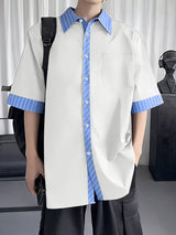 Men's Striped Color Block Half Sleeve Shirt SKUL57347
