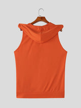 Men's Athletic Side Mesh Panel Deep V-Neck Hooded Tank SKUL73119