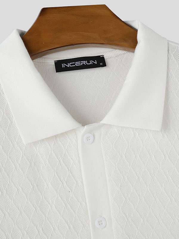 Mens Texture Knitted Short Sleeve Shirt SKUK99343