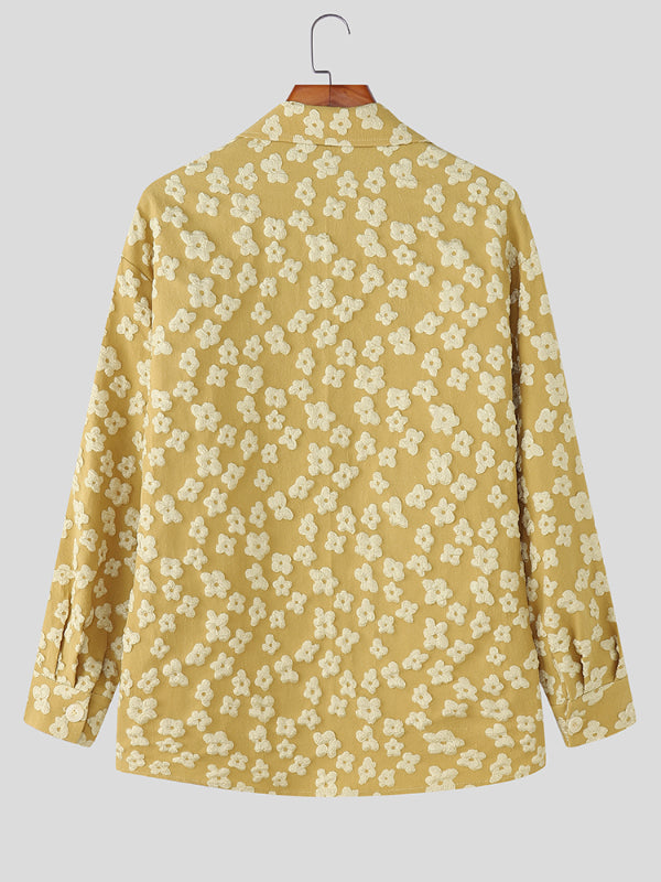 Men's Jacquard Texture Double Breasted Long Sleeve Blazer SKUL25809