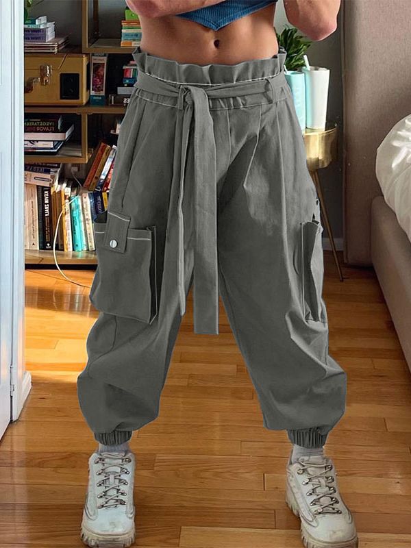 Men's Solid Color Pocket Tie Pant SKUL36597