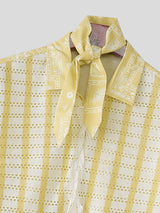 Men's Striped Lace Print Half Sleeve Shirt SKUL39409