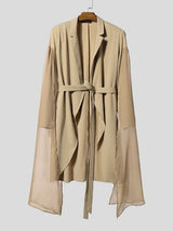 Men's Sheer Chiffon Side Patchwork Long Sleeve Blazer SKUL36620