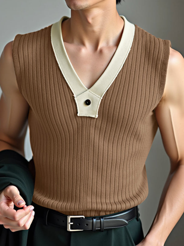 Mens Solid Color Textured Casual Tank SKUL18013