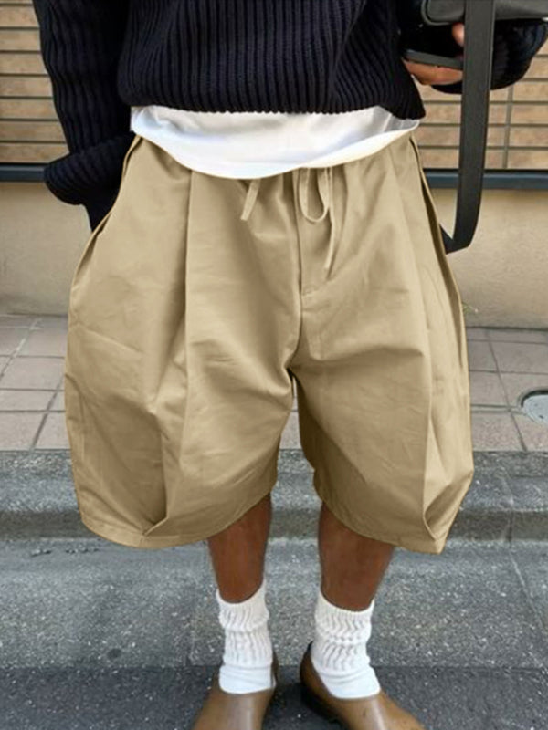 Mens Solid Color Wide-Leg Casual Short SKUL20175