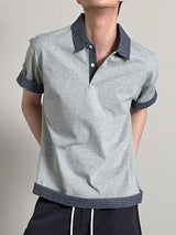Mens Plaid Colorblock Short Sleeve Shirt SKUL10742
