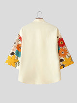 Mens Casual Floral Print Colorblock Shirt SKUL05737