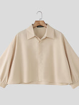 Men's Solid Color Cropped Puff Sleeve Shirt SKUL42634