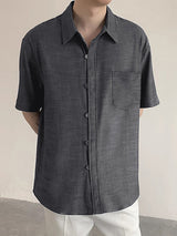 Mens Two Tone Woven Short Sleeve Shirt SKUK63645