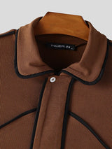 Men's Color Block Outlined Line Two Pieces Outfit SKUL43646