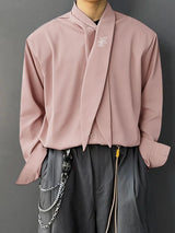 Men's Deconstructed Embroidered Tie Long Sleeve Shirt SKUL45405