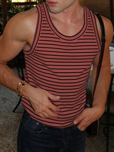 Mens Striped Colorblock Casual Tank SKUL03123