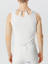 Mens Cutout Deconstruction Heart Chain Sleeveless Vest SKUK14236