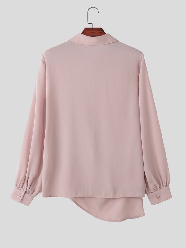 Men's Avant-Garde Semi-Sheer Asymmetrical Draped Chiffon Shirt SKUL79227