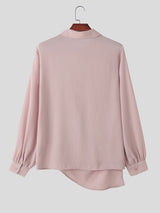 Men's Avant-Garde Semi-Sheer Asymmetrical Draped Chiffon Shirt SKUL79227