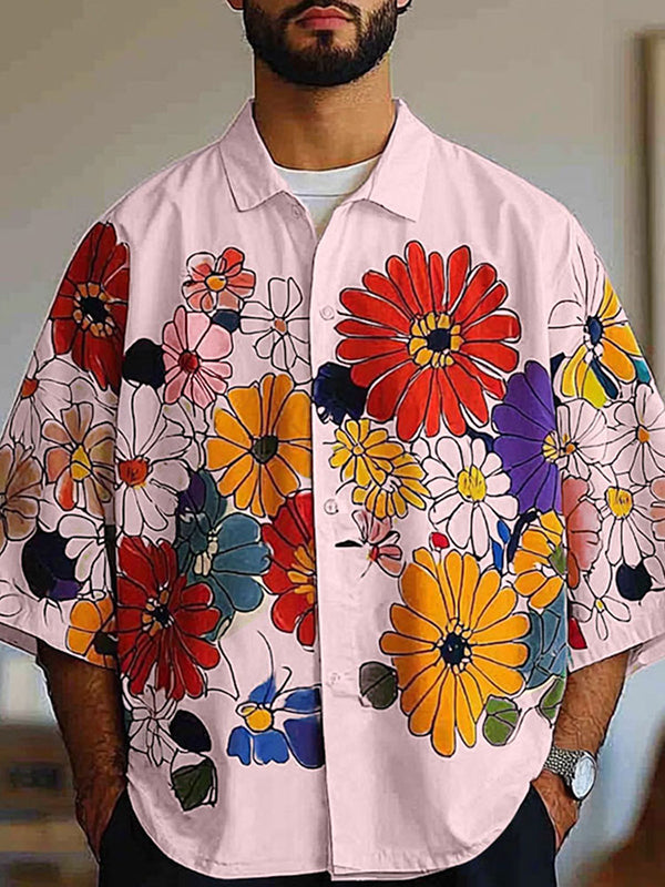 Mens Floral Print Long Sleeve Shirt SKUL04316
