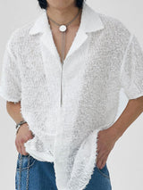 Men's Plush Tassel Short Sleeve Shirt SKUL32940