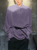 Men's Solid Color Casual Long Sleeve Shirt SKUL23946