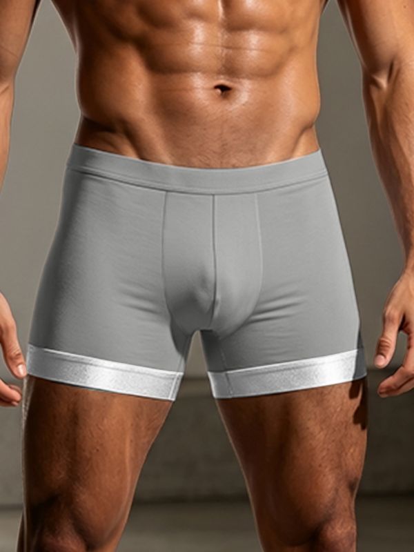 Men's Avant-Garde High-Street Metallic Trim Fitted Square-Cut Boxer Short SKUL68410