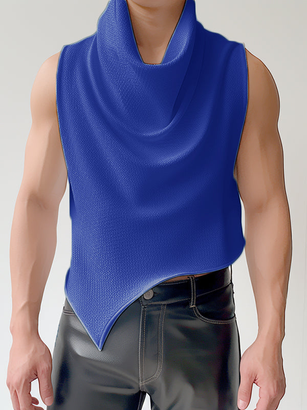 Mens Cowl Neck Irregular Hem Sleeveless Vest SKUK52503