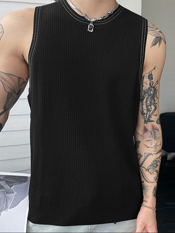 Mens Rib-Knit Crew Neck Sleeveless Vest SKUK24667