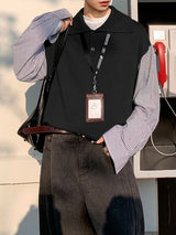 Men's Faux Two Piece Stripe Long Sleeve Shirt SKUL42539