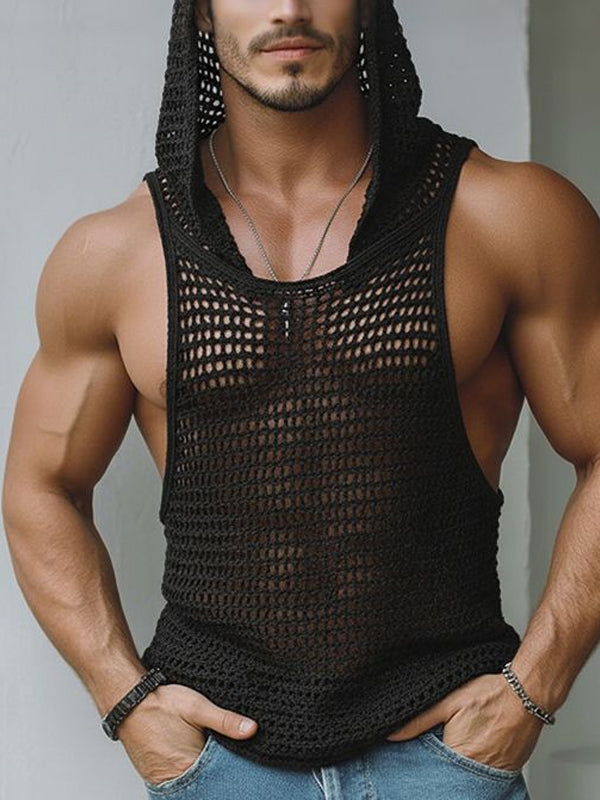 Men's Hollow Mesh Hooded Tank SKUL40274