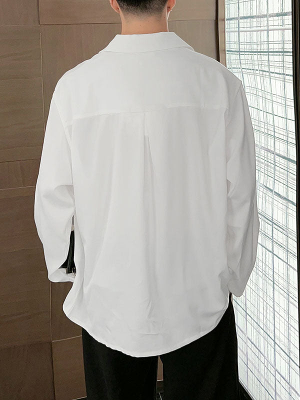 Mens Draped Neck Design Long Sleeve Shirt SKUK77426