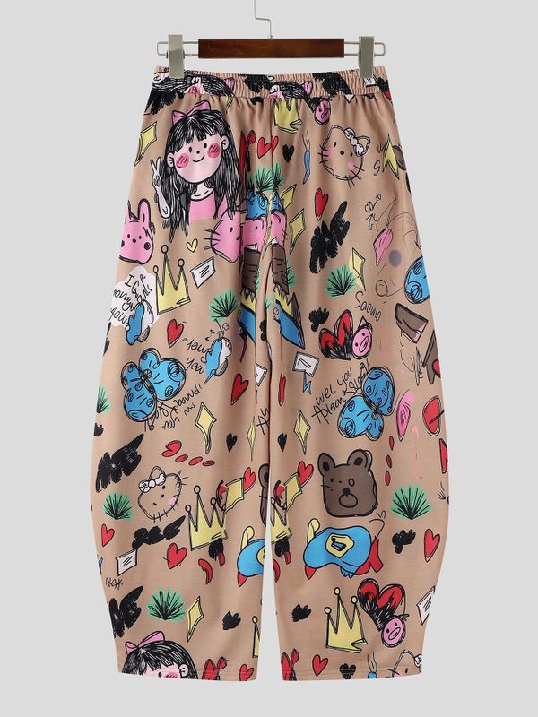 Men's Harajuku Y2K Graffiti Cartoon Print Oversized Wide-Leg Baggy Pant SKUL66966