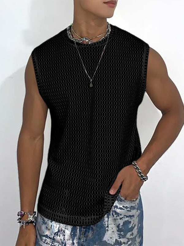 Mens Hollow-Out Mesh Design Sleeveless Tank SKUL02356