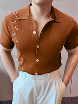 Men's Bee Embroidery Knit Short Sleeve Shirt SKUL38894