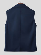 Men's Avant-Garde Tuxedo Lapel Satin Tailored Sleeveless Shirt SKUL62973