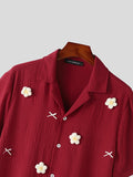 Mens Floral Decoration Revere Collar Shirt SKUK49611